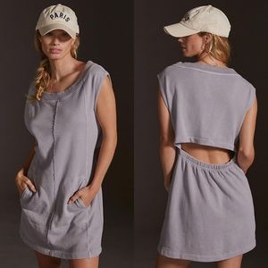 Daily Practice by Anthropologie Open-Back Dress in Silver. Size Medium. NWOT